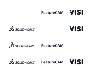 I software: Feature Cam, Solid Works e Visi